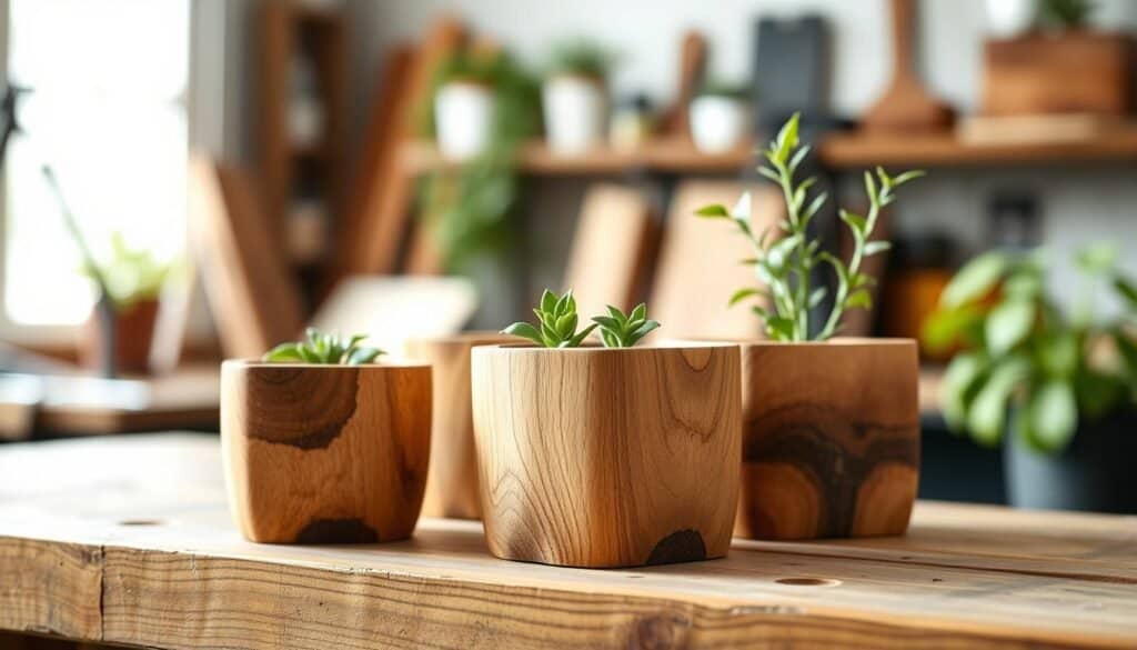 small wooden planters