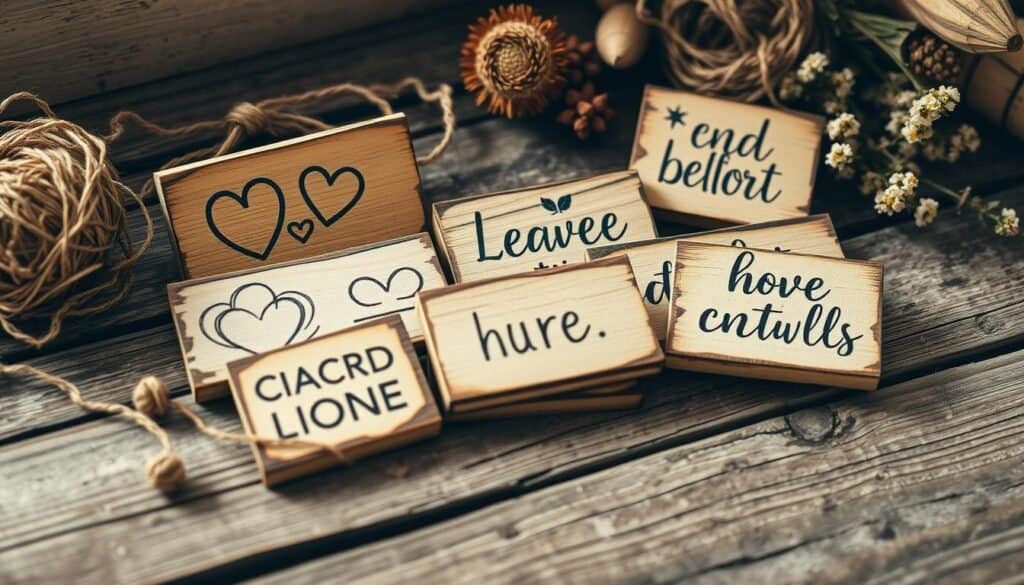 small wooden signs