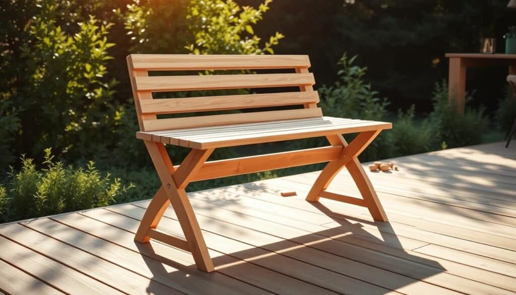 space-saving foldable deck bench