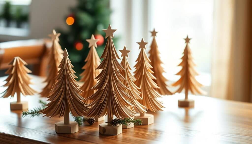 tabletop wooden Christmas trees