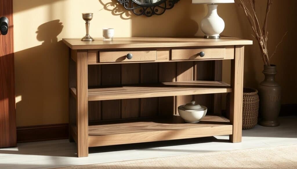 two-tier rustic console with storage