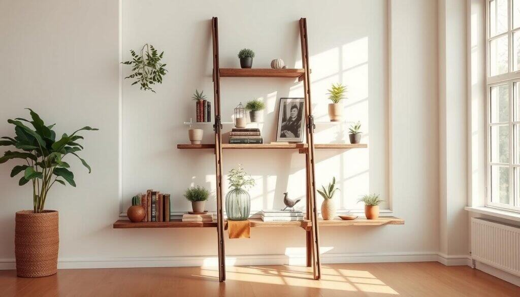 upcycled ladder shelf