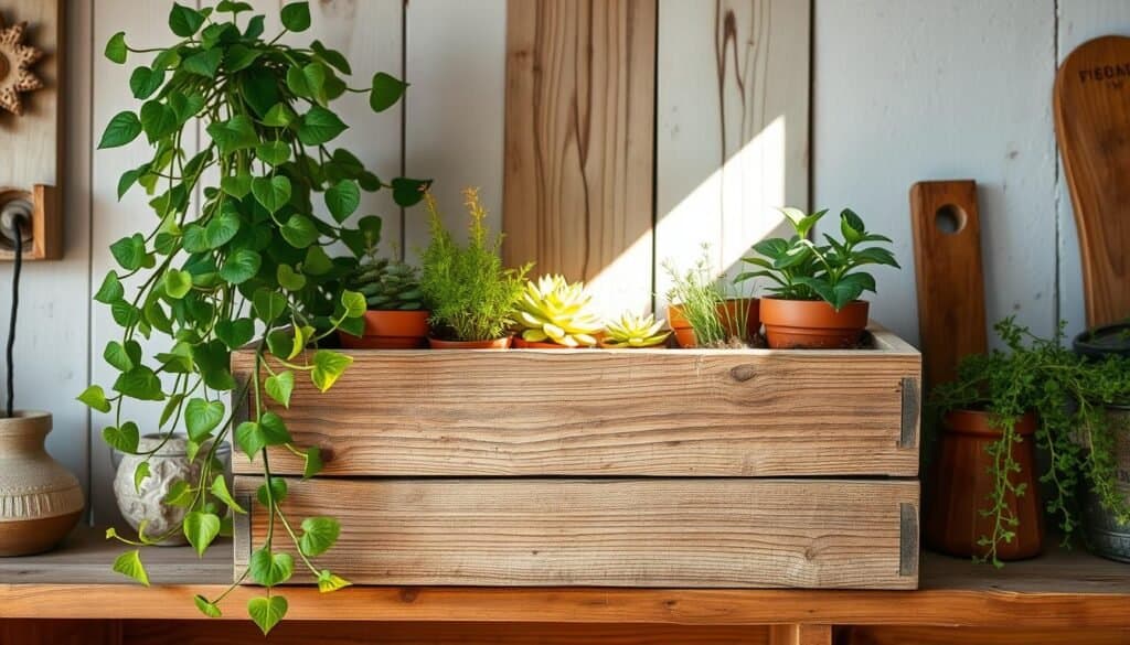 upcycled wooden crate planters