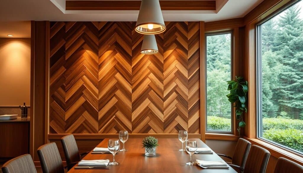 wood accent wall trends for dining rooms