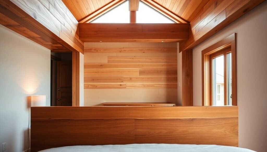 wood accents in bedroom design