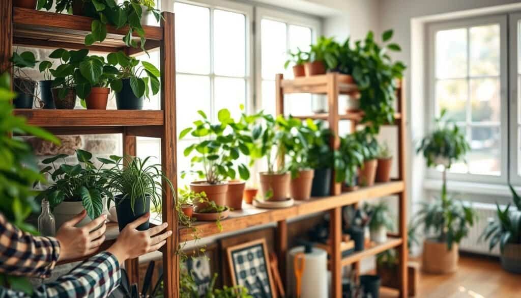 wood plant shelves maintenance