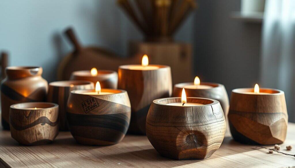 wooden candle holders
