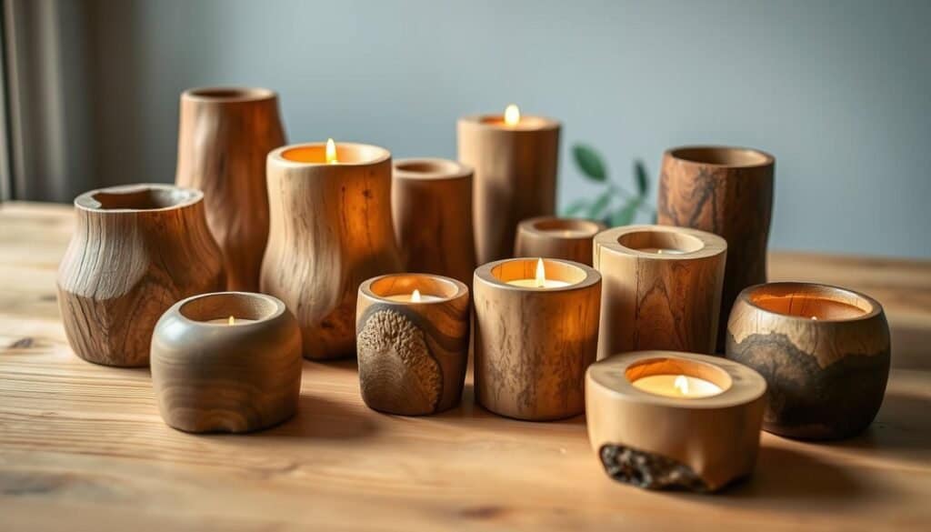 wooden candle holders