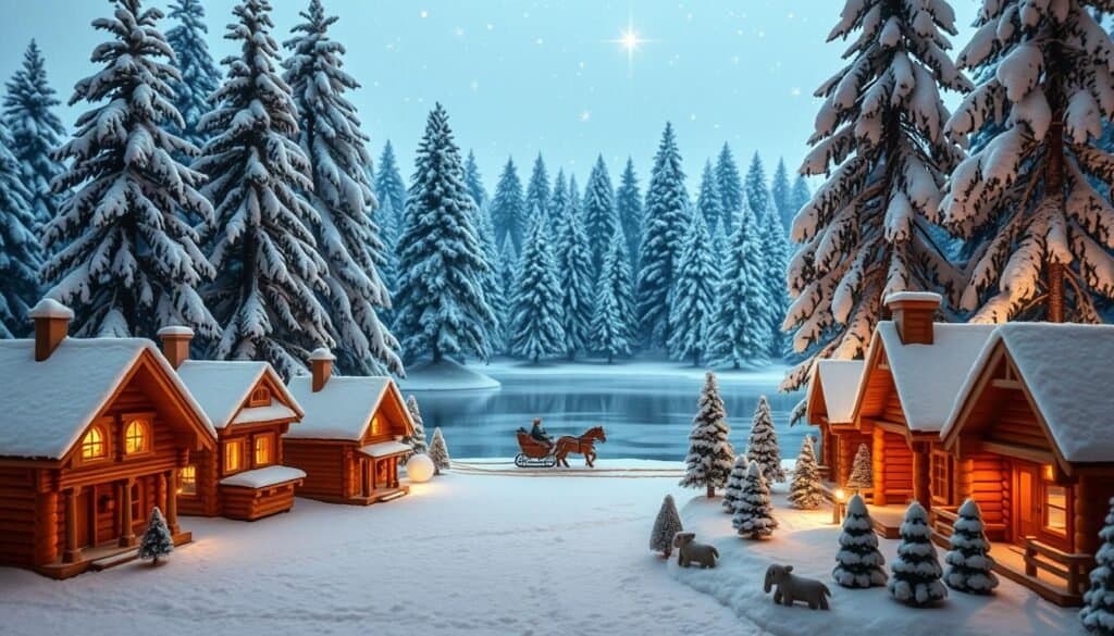 wooden christmas village