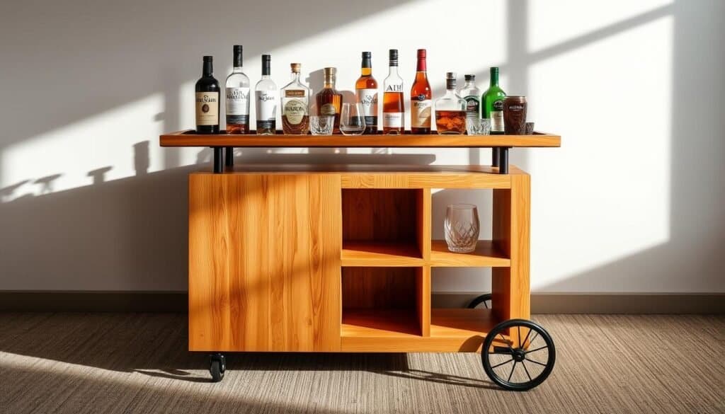 wooden cube bar cart