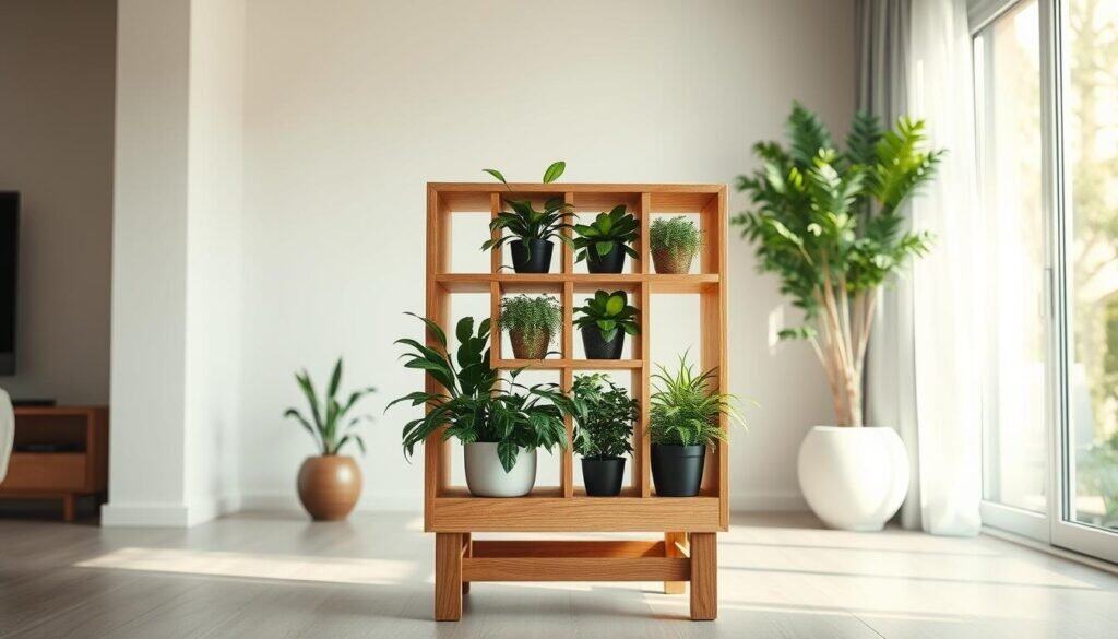 wooden cube plant display