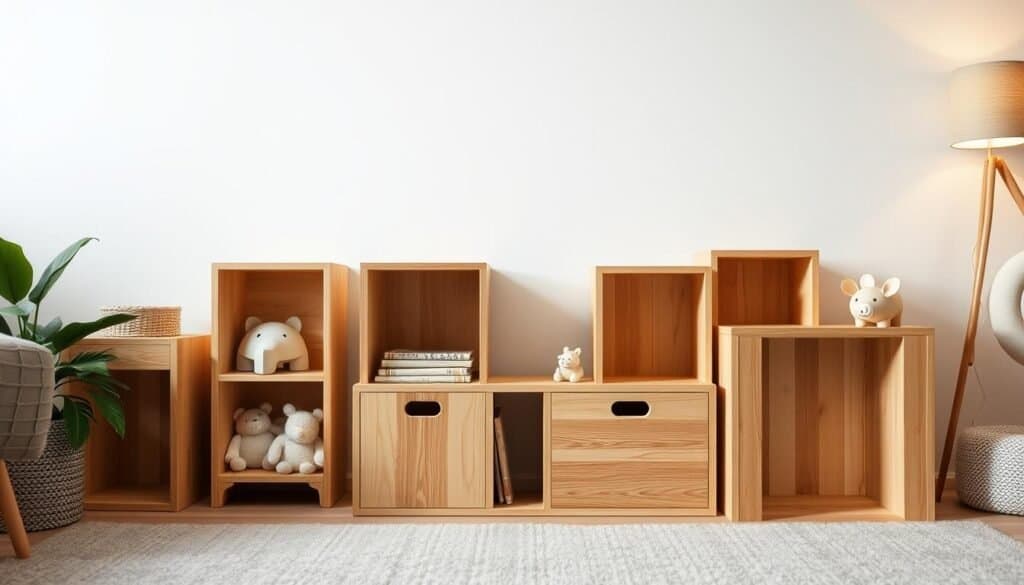 wooden cube toy storage