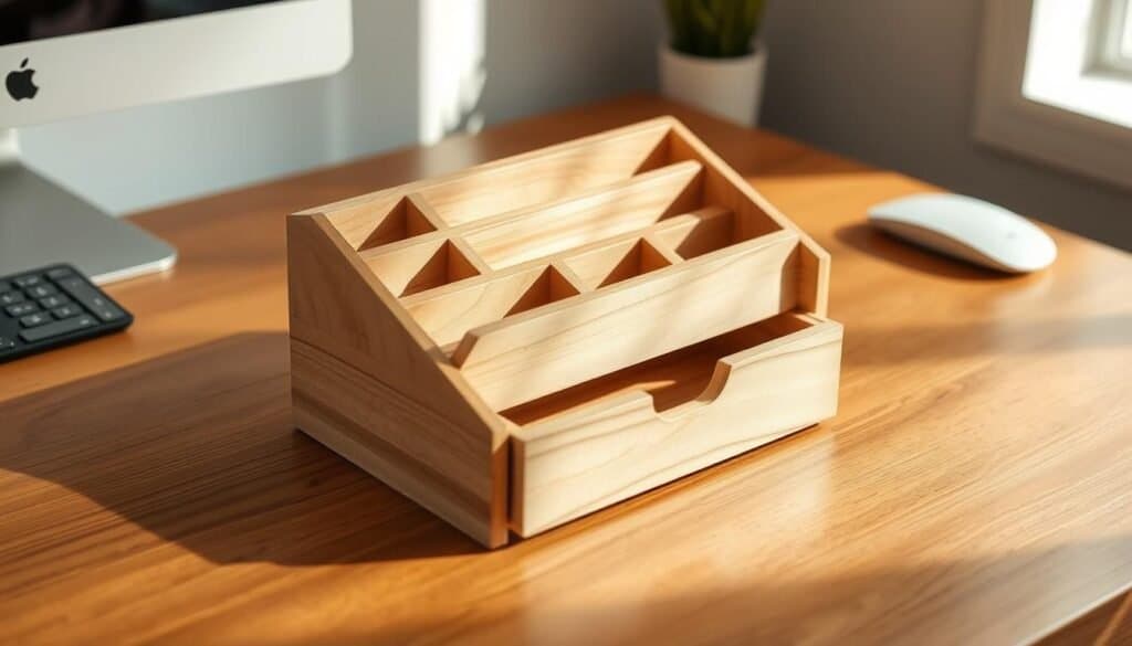 wooden desk organizer