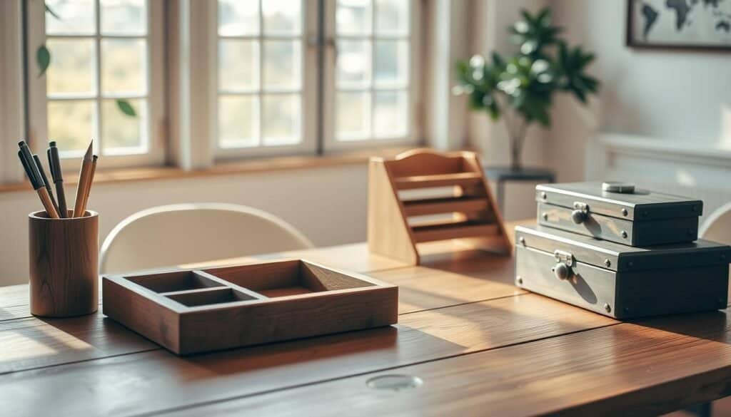 wooden desk storage ideas