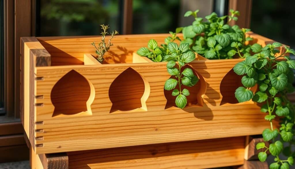 wooden herb planter box