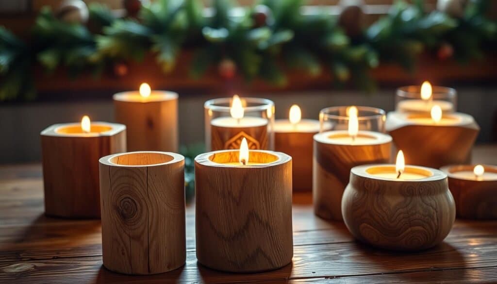 wooden holiday candle holders
