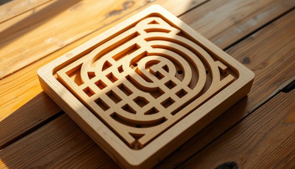 wooden labyrinth maze game