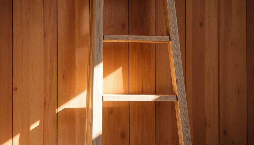 wooden ladder shelf