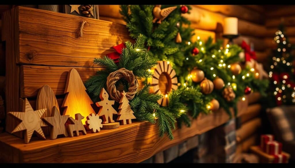 wooden mantel decorations