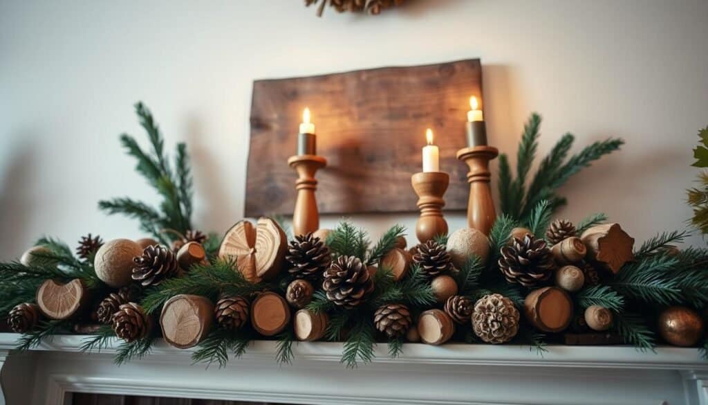 wooden mantel decorations