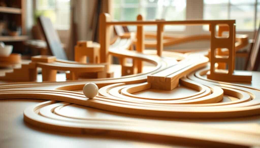 wooden marble run