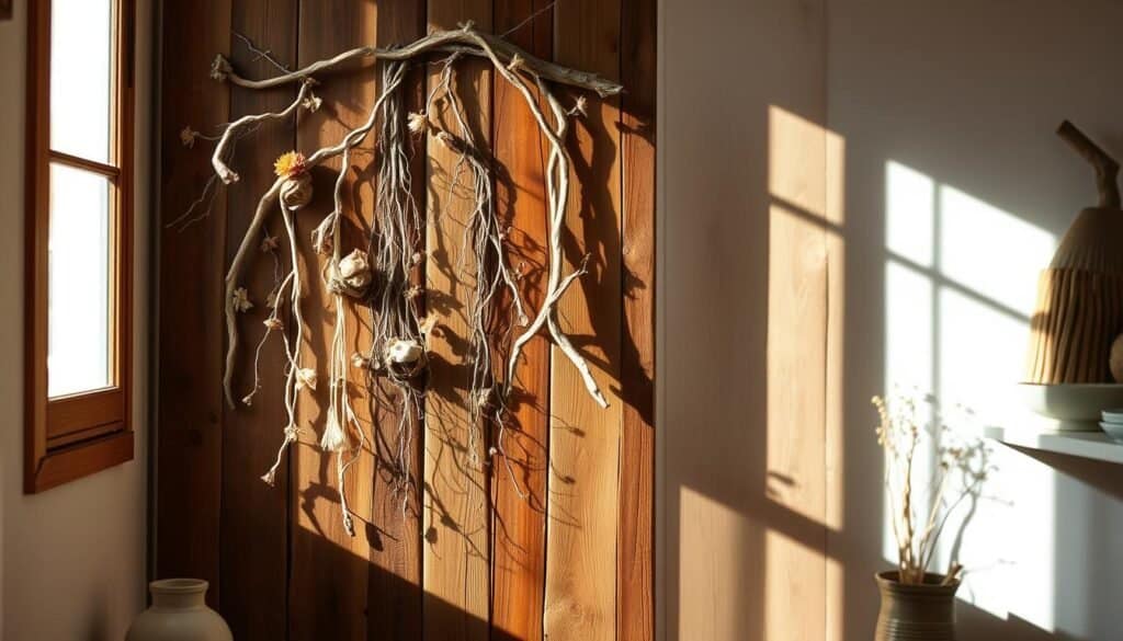 wooden room dividers with natural elements