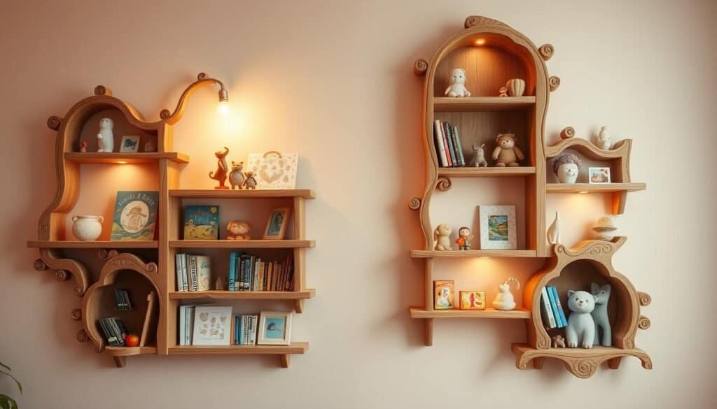 wooden shelving