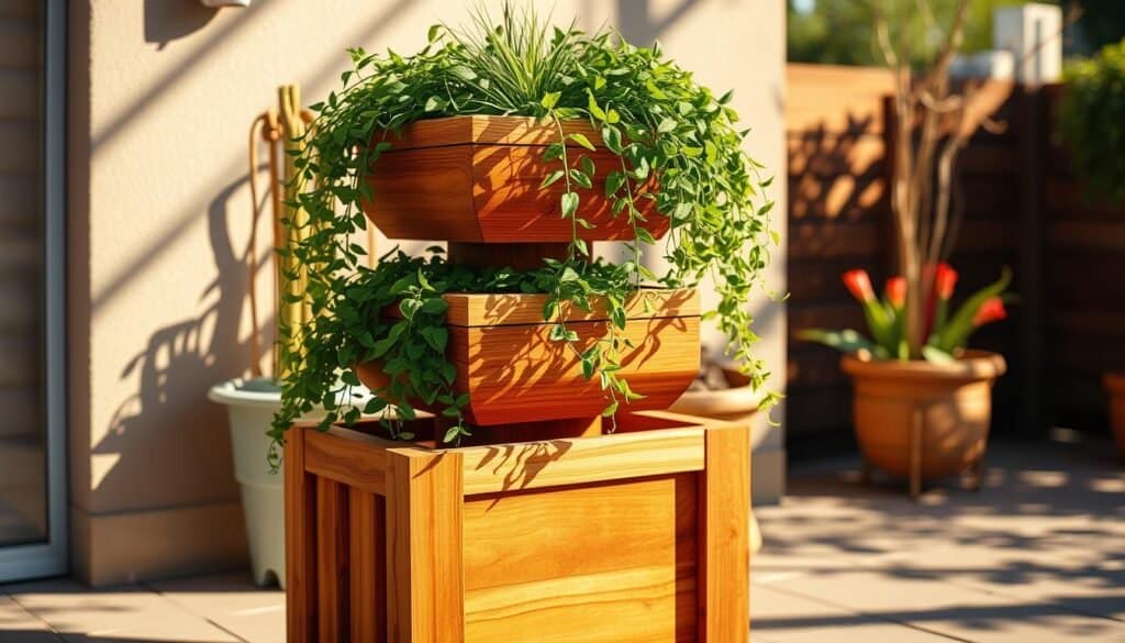 wooden tiered planters