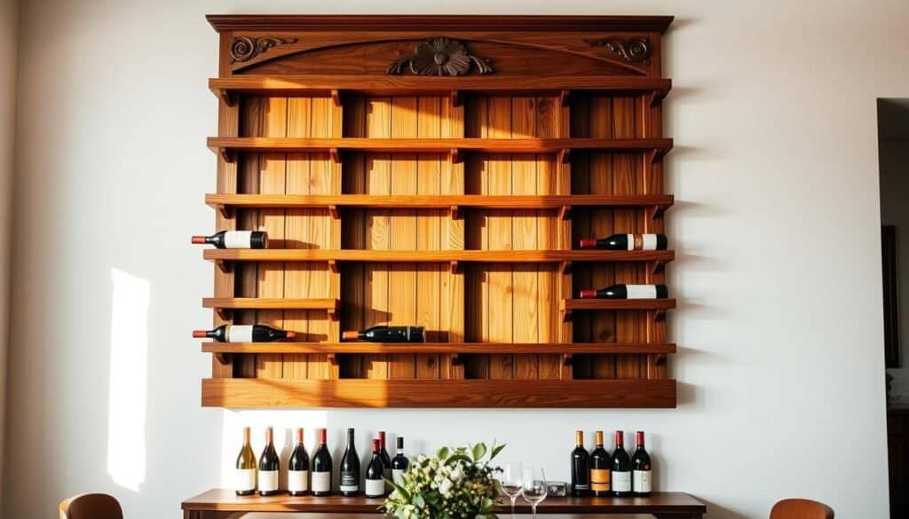 wooden wall mount wine rack