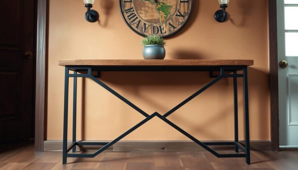 x-frame rustic console table