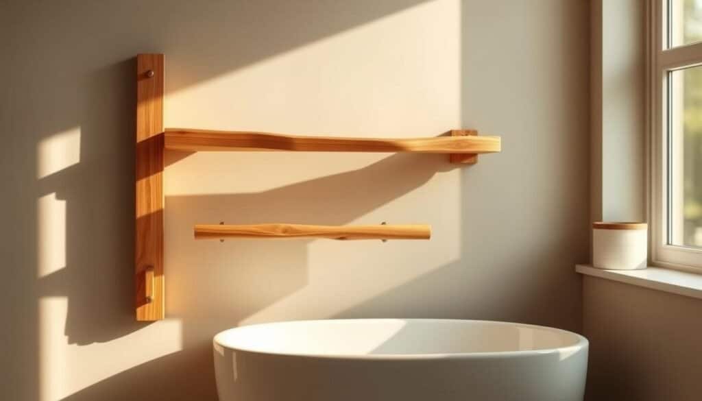 DIY natural wood towel rack