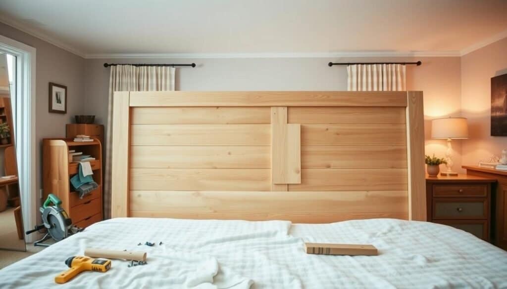 DIY wooden headboard construction