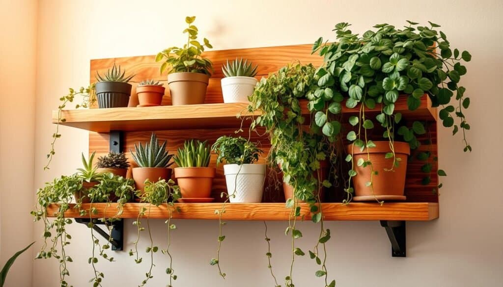 DIY wooden plant display