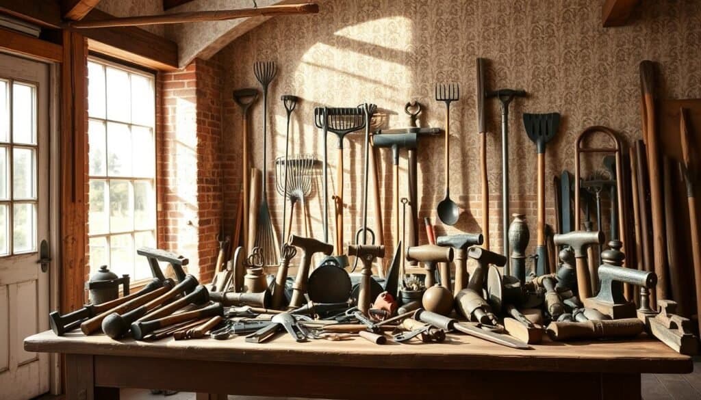 antique tool display