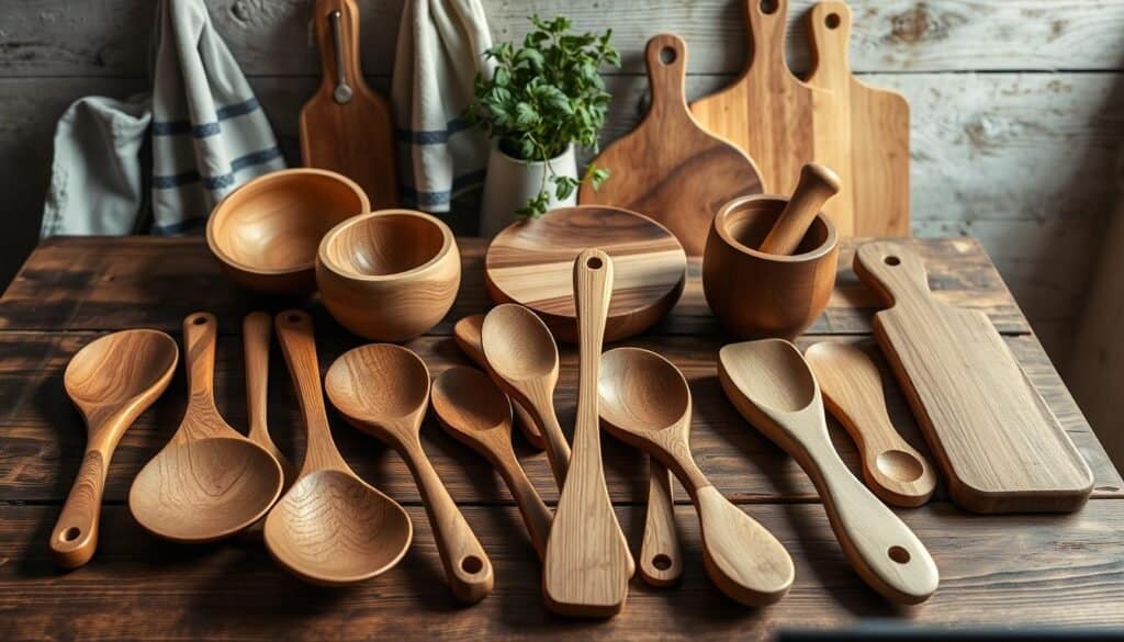 artisanal wooden kitchen utensils