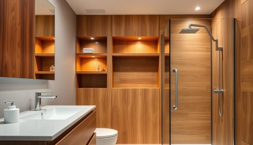bathroom wood finishes