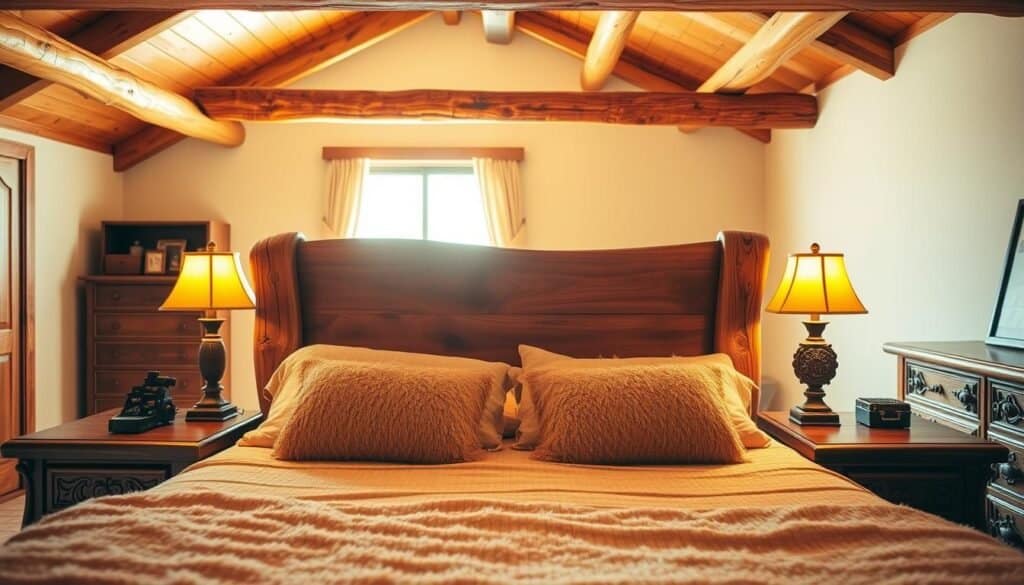 bedroom wood accents