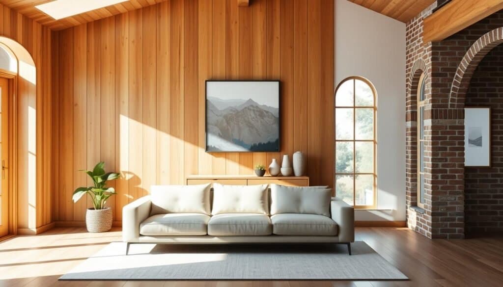 combining wood walls with other design elements