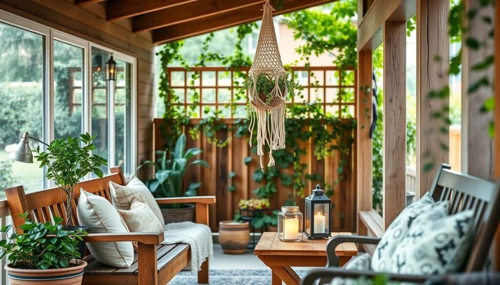 combining wood with other materials for porch decor