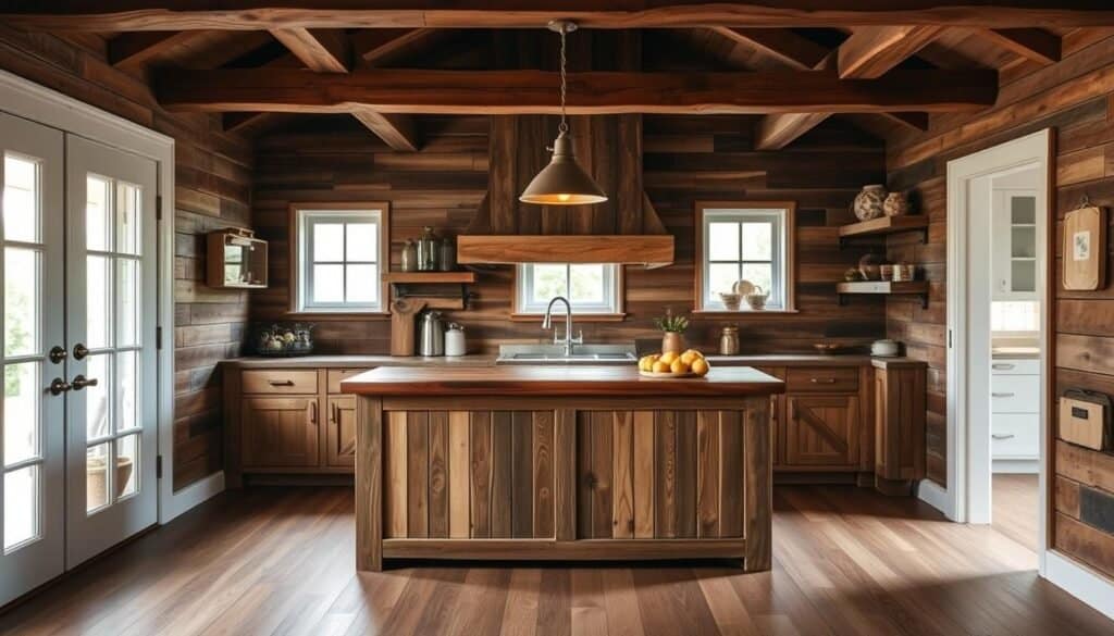 cottage kitchen wood treatments