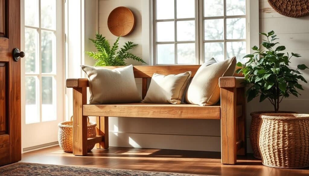 country style entryway bench