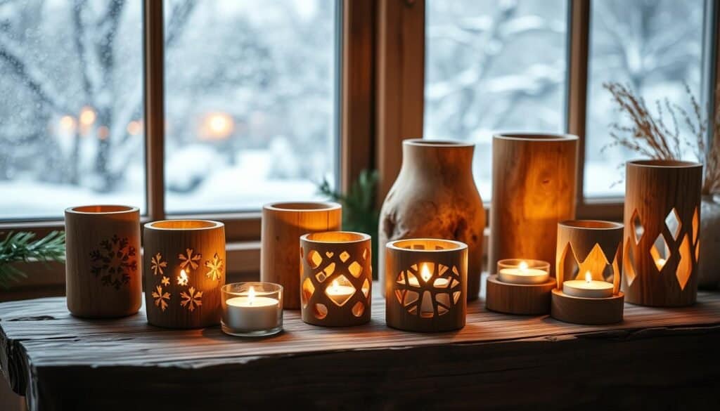 cozy wooden candle holders
