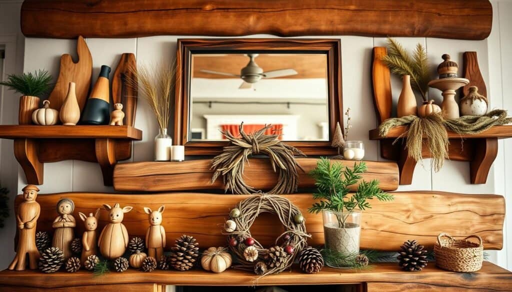 displaying seasonal wood decor