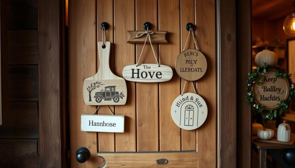 door hanging wooden signs