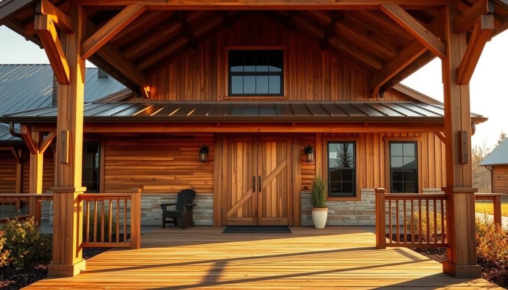 exterior wood accents modern farmhouse