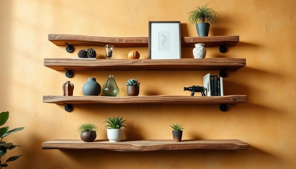 floating wood shelves