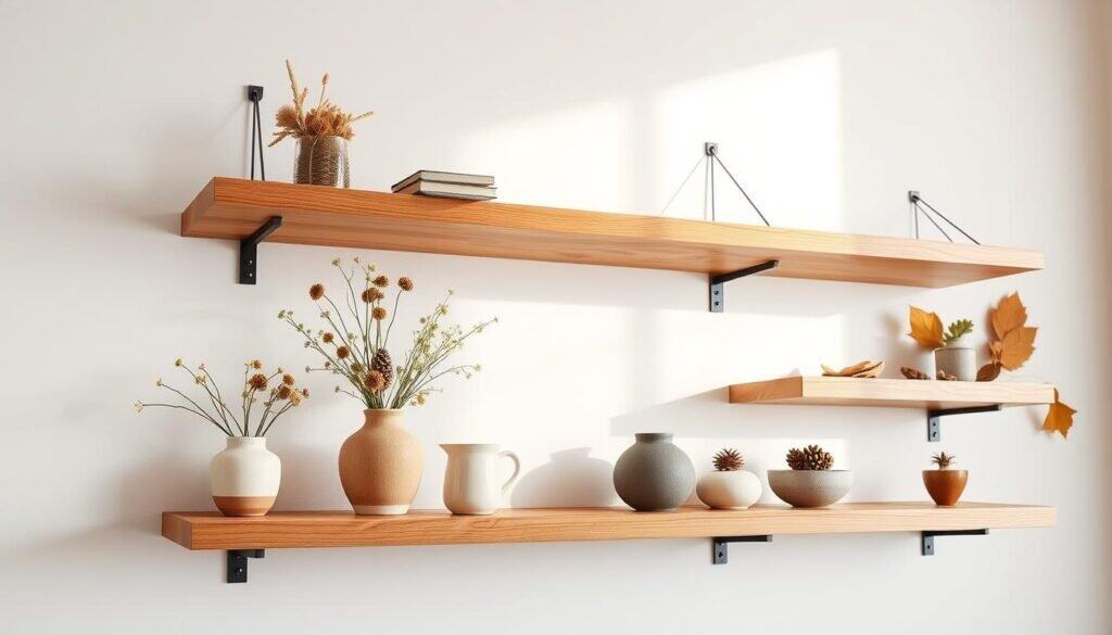 floating wood shelves
