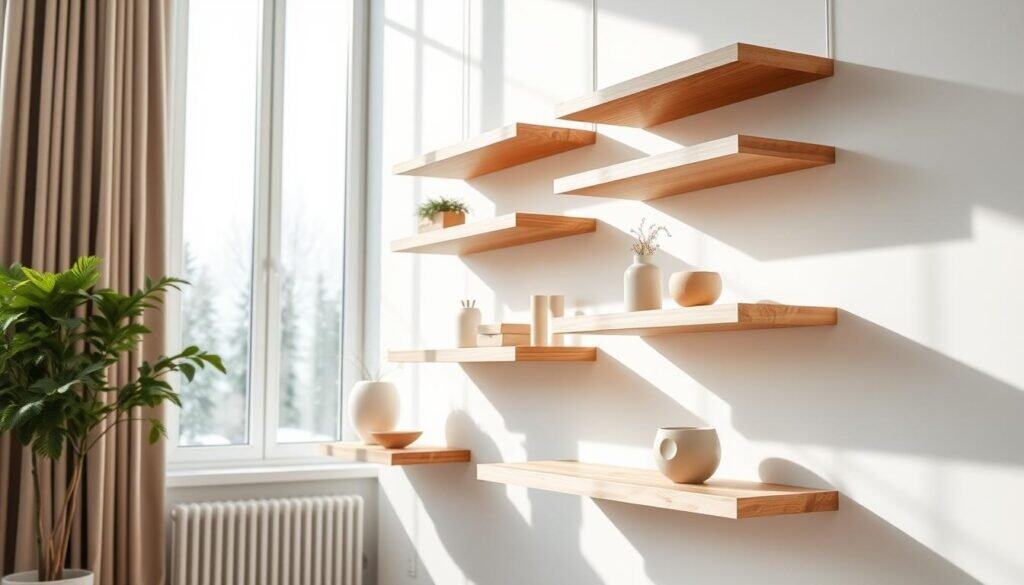 floating wooden shelves