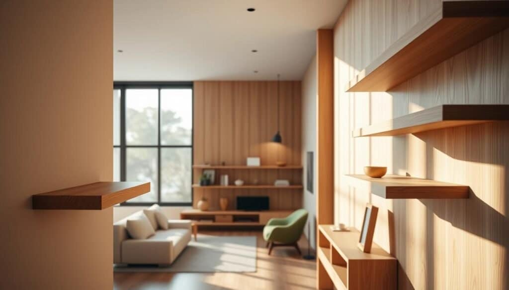 floating wooden shelves