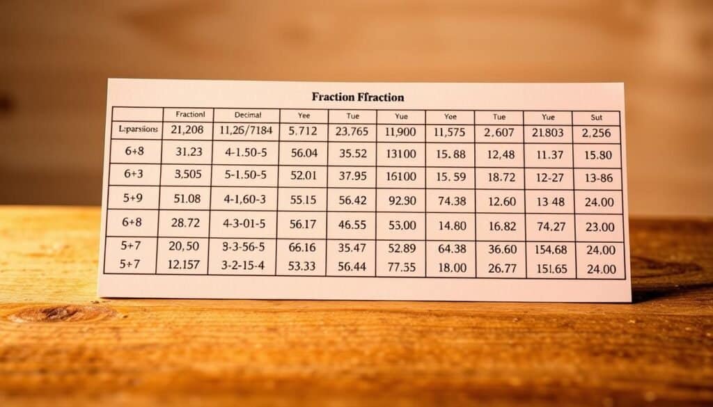 fraction conversion table